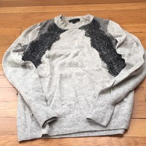 J crew wool and lace crew neck sweater